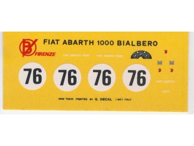 Decal Fiat Abarth 1000 Bialbero #76 6 ore D'Auvergne 1961 Jean Guichet - scala 1:43